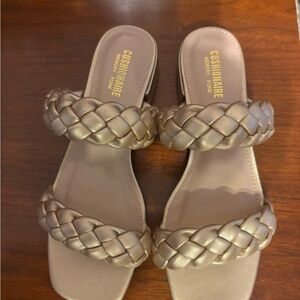 Cushionaire Women's Braided Sandals - Gold